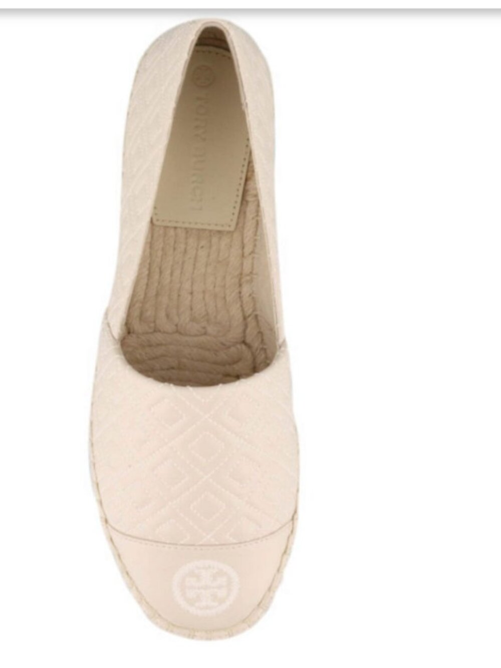 Tory Burch Cream Quilted Espadrille Flat Size 8 - Picture 10 of 10